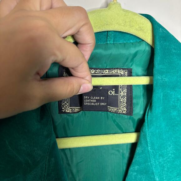 Pensez a moi Green Cropped Suede Leather Vintage Jacket Sz M - Picture 8 of 13
